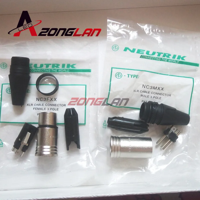 Оригинальный Для NEUTRIK коннектора 60 шт. 30 NC3MXX + NC3FXX Male et femelle Un ensemble 3 Broches XLR разъем