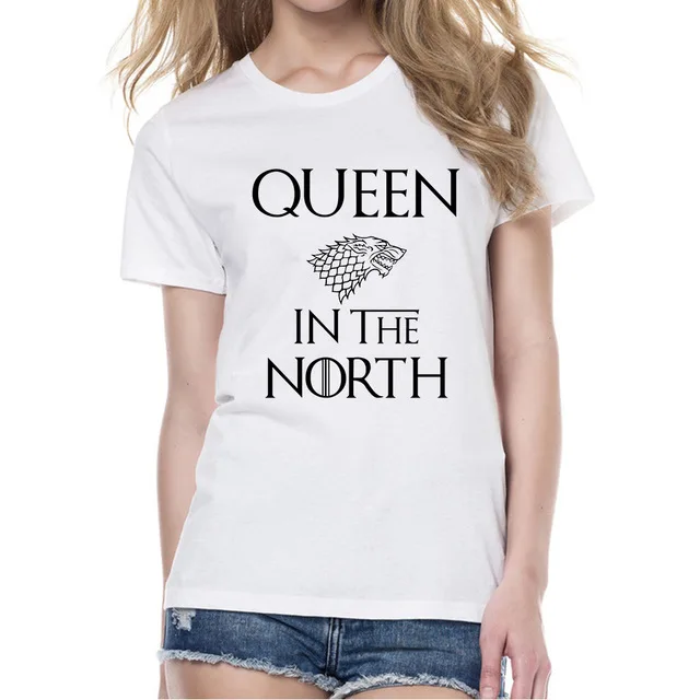 Game Thrones King Queen In The North T Shirts Valentine Women Couple Clothes Lovers T-Shirts Funny Tshirts Tops Tees | Женская одежда