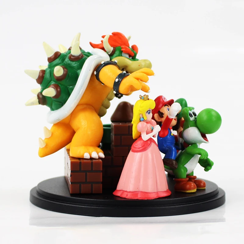 7 шт./компл. Super Mario Bros Рисунок игрушка Супер Марио Луиджи Йоши Goomba Купа Боузер Жаба гриб Принцесса Персик модель куклы