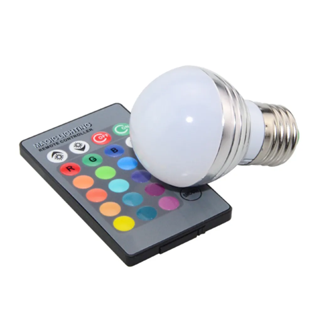 E27 RGB Светодиодная лампа с регулируемой яркостью 85 265 В переменного тока 110 220 в 16