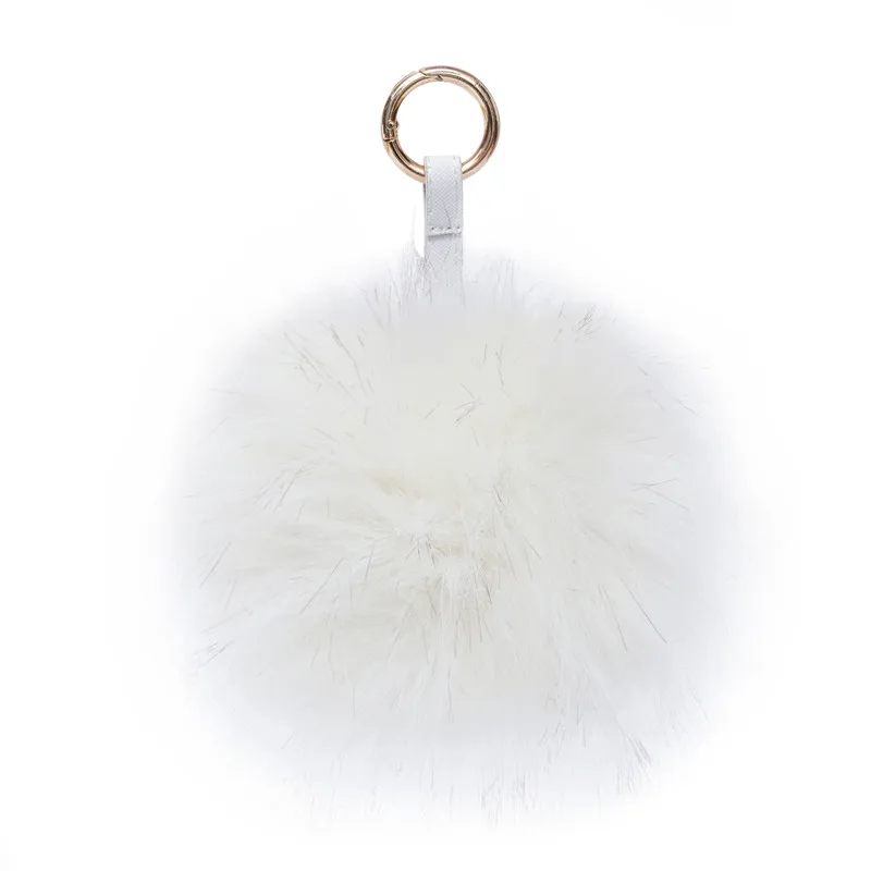 Брелок для ключей с большим меховым помпоном 13 см|key chain|keyring fluffyplush key ring |