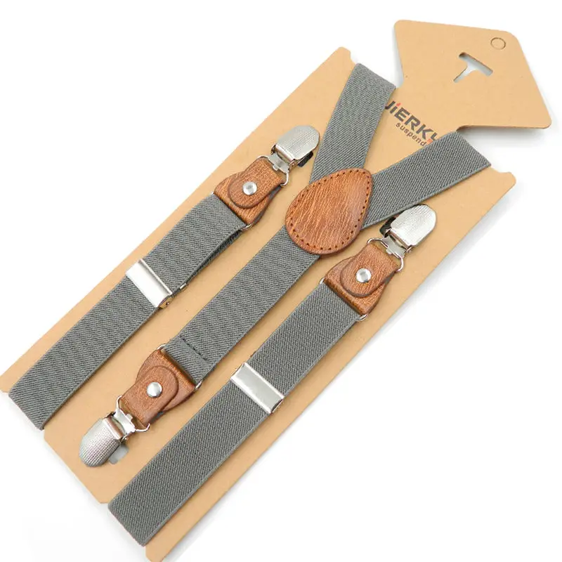 Кожаные детские подтяжки эластичные с 3 клипсами размер 2 5*65 см 2019|kids suspenders|fashion