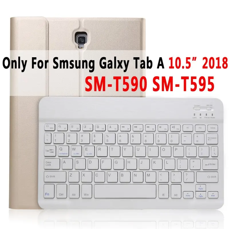 Gold for T590 T595 Bluetooth клавиатура кожаный чехол для samsung Galaxy Tab A A6 10,1 T510 T515 T580 T585 10,5 T590 T595 чехол Funda - Цвет: Gold for T590 T595