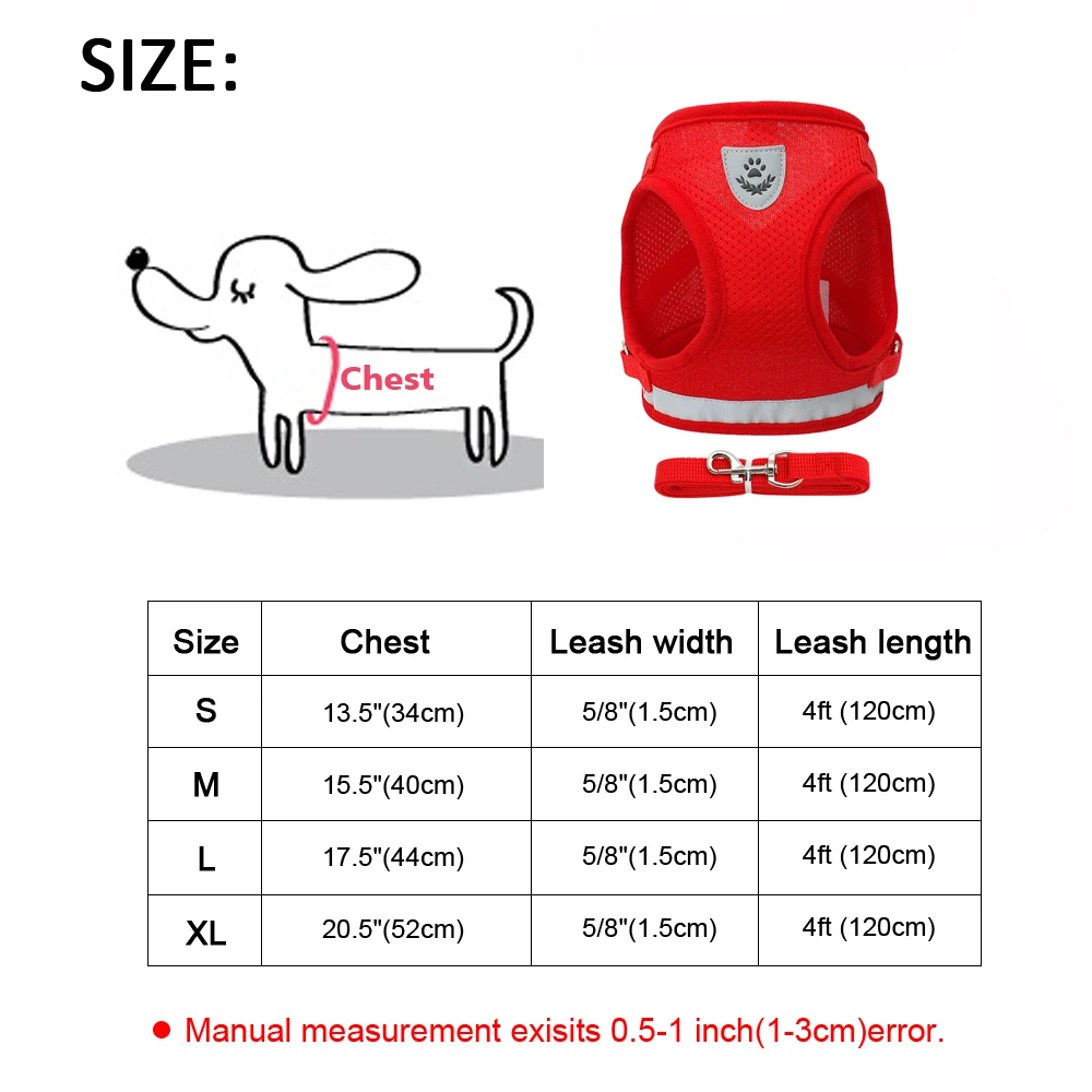 Mesh Red Светоотражающий Поводок для маленькой собаки и поводок набор мягкий дышащий щенок чихуахуа жгут жилет поводок для маленьких средних собак Бульдог - Цвет: Mesh Red