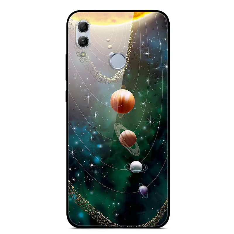 Чехол для huawei Honor 10 Lite с милым узором, стеклянный чехол на заднюю панель, Жесткий Чехол для huawei Honor 10 Lite, бампер для телефона, корпус, Funda, светильник - Цвет: 6