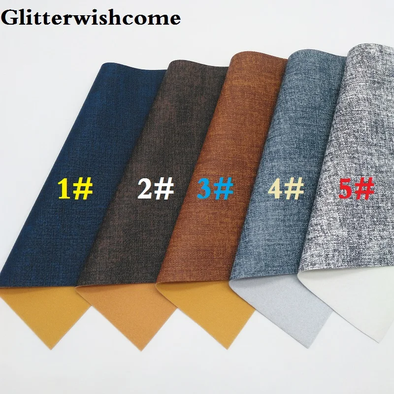 Ткань Glitterwishcome 21x29 см размер A4 винил для бантов тисненная льняная зернистая кожа