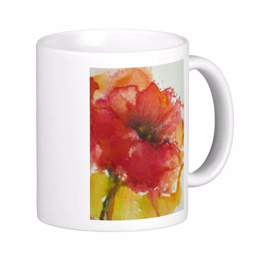 Красные кофейные кружки с красным маком белым чайная кружка подарок на заказ от