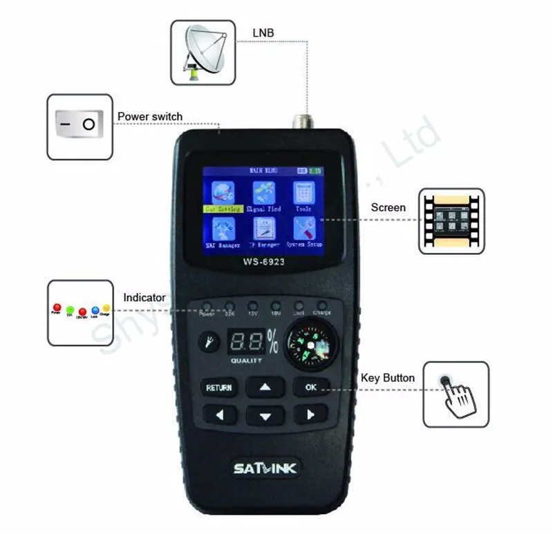 [Подлинный] SATLINK WS 6923 DVB S цифровой спутниковый искатель ТВ приемник 2 4 дюйма ЖК
