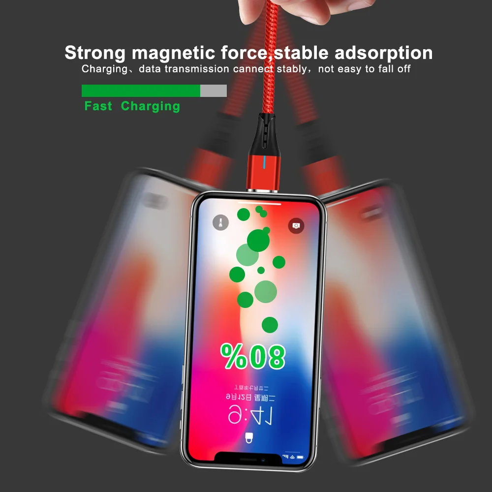 Магнитный зарядный кабель OLAF 3A LED Micro USB для Xiaomi Huawei быстрой зарядки Samsung Дата