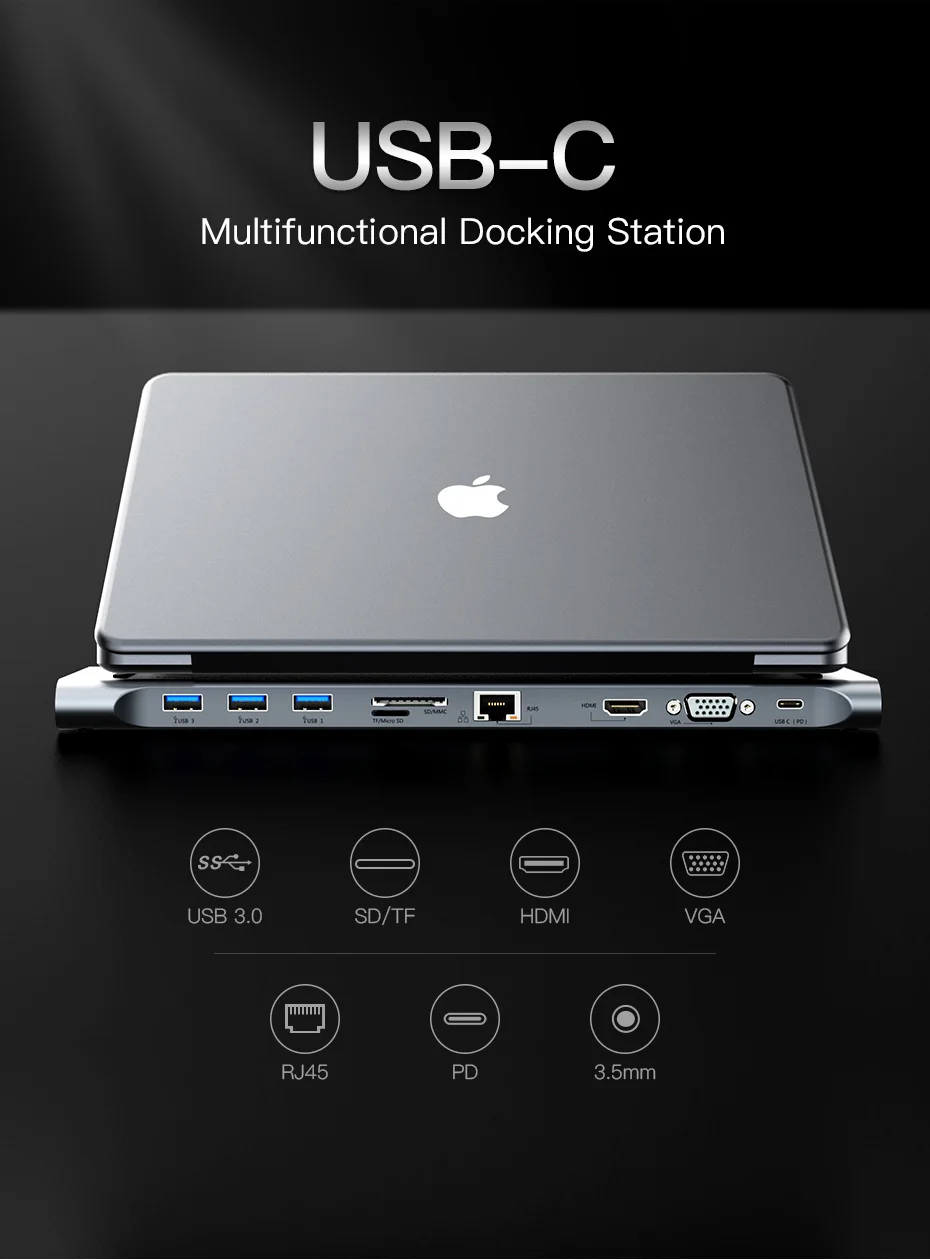 Vention USB C адаптер для Macbook type C в HDMI конвертер USB-C 3,0 концентратор SD/TF кард-ридер PD RJ45 Thunderbolt 3 адаптер