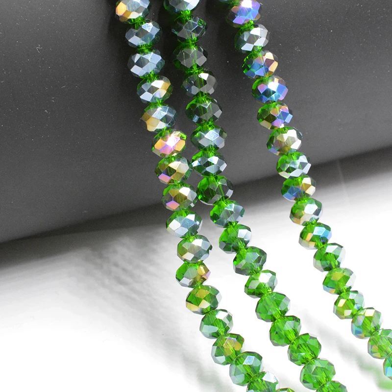 Light green AB color 3 * 4mm 145pcs Rondelle Austrian faceted crystal glass beads loose interval bead jewelry production|crystal beads|beaded