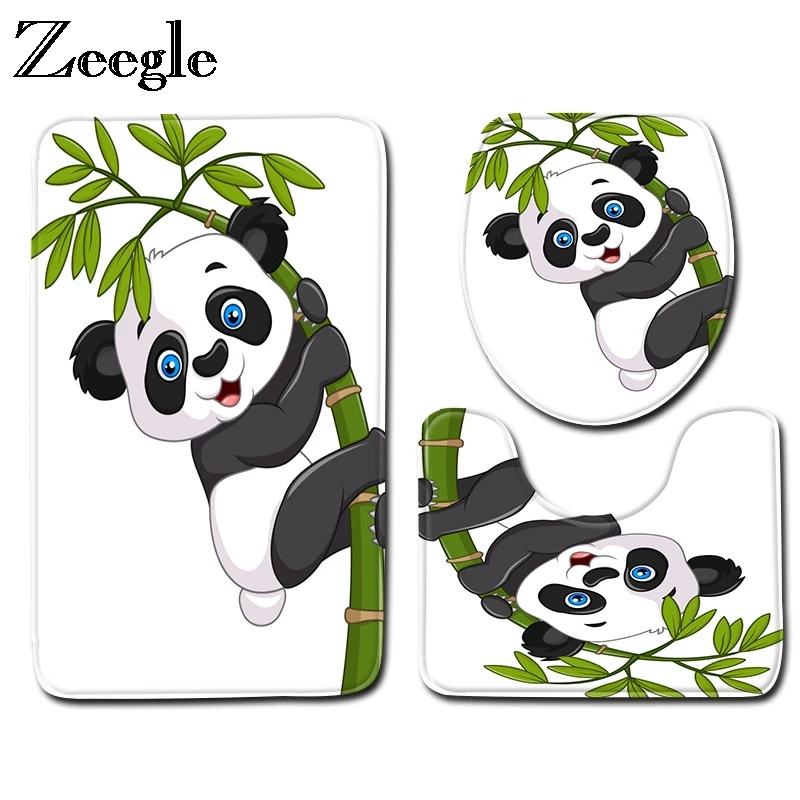 Zeegle 3 шт. Ванная комната коврик комплект с рисунком панды для ванной Нескользящие