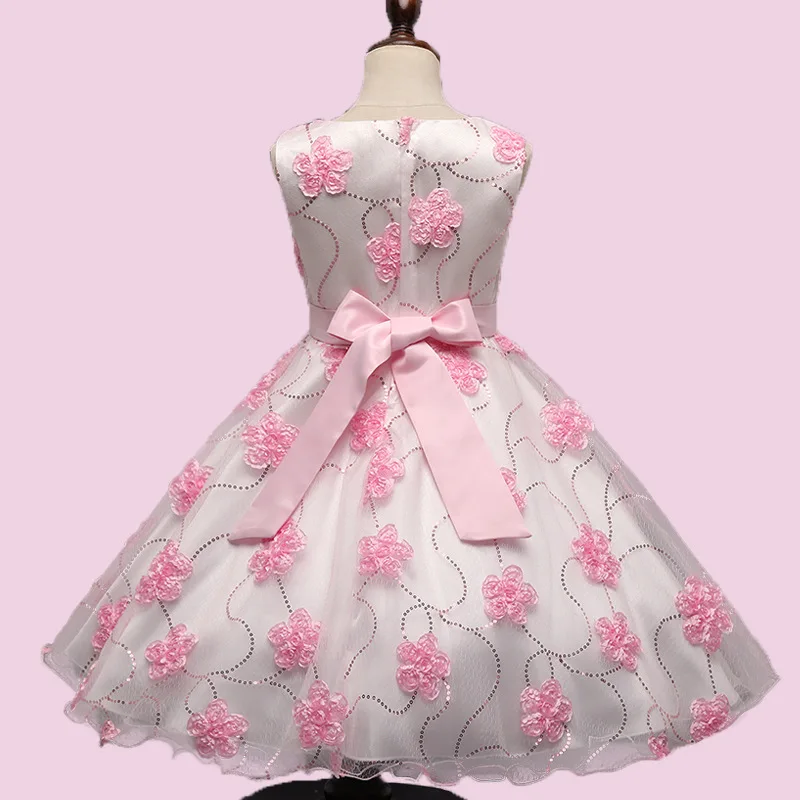 Платье для маленьких девочек новый Лето 2017 г. Дети цветы Принцесса вечеринка