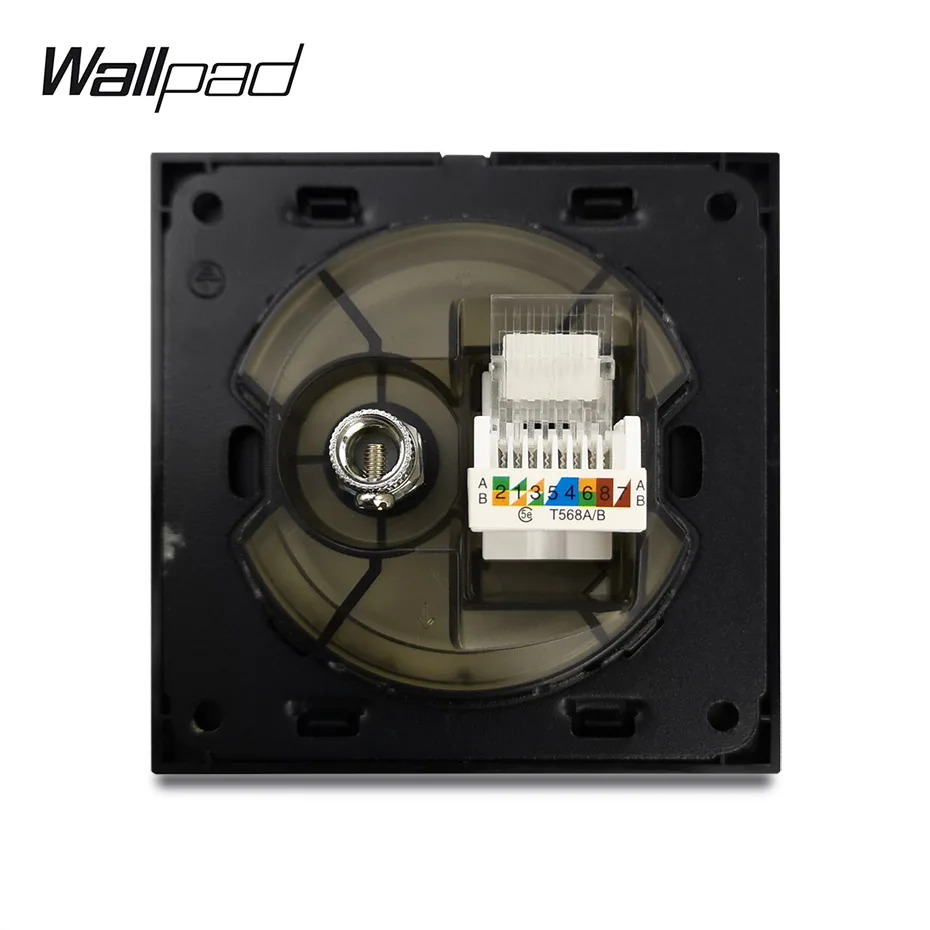 Wallpad L6 антенна спутниковая ТВ RJ45 CAT6 Ethernet компьютерный сокет данных выходное отверстие аксессуары для проводки черная панель из закаленного стекла