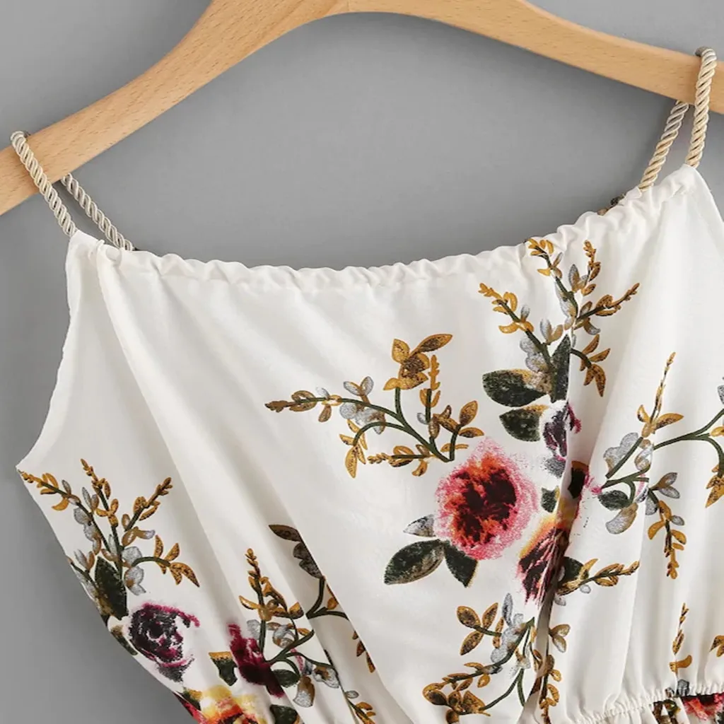 Платье женское модное Пляжное вечернее с принтом Круглый ворот без рукавов