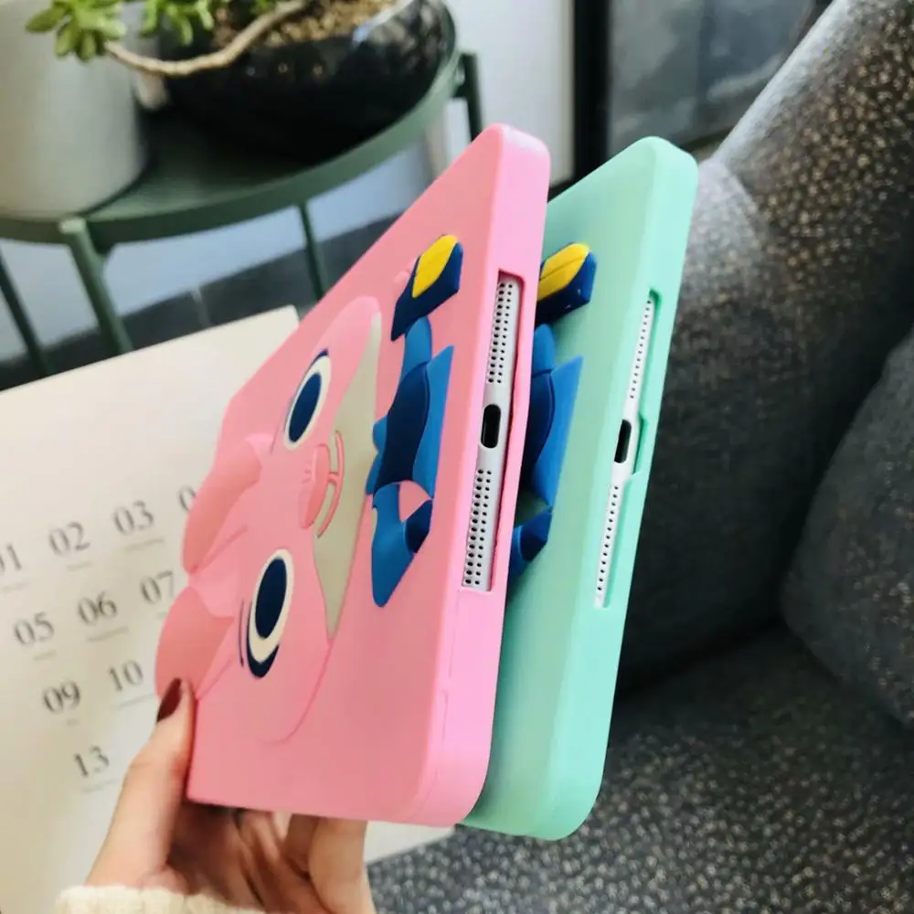 Зеленый Розовый Кролик Силиконовый противоударный чехол для iPad 9,7 Pro 9,7 10,5 Air 2 iPad 2/3/4, 5, 6, мини-платье, на возраст 1, 2, 3, 4, чехол для планшета