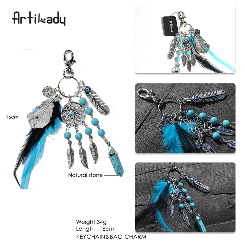 Artilady dreamcatche брелок для ключей boho ювелирные изделия перо брелок для женщин ювелирные изделия подарок