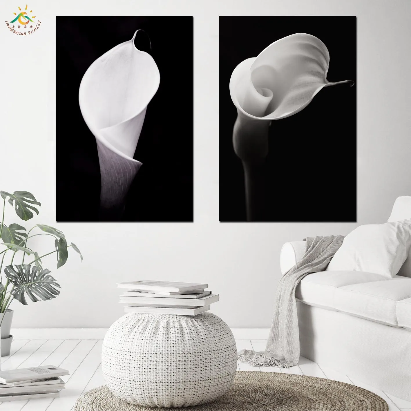 

Nordic Poster Decoration Black Obsession Grayscale Tulip Wall Art Canvas Poster and Print Canvas Scroll Painting Wall Poster