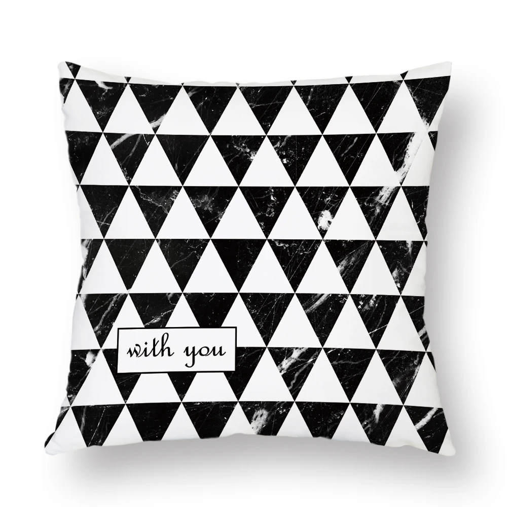 Marble Geometric Cushion Cover Deer Plaid Pattern Polyester Pillow Case Decorative for Living Room Sofa Bedroom Home Decor 45x45