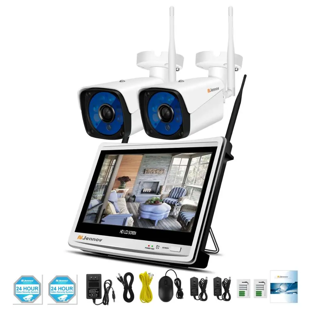2 Pieces Cameras Jennov 8CH lcd монитор NVR комплект CCTV система 2MP 1080P наружная Домашняя безопасность Wifi ip-камера P2P система видеонаблюдения Комплект - Цвет: 2 Pieces Cameras
