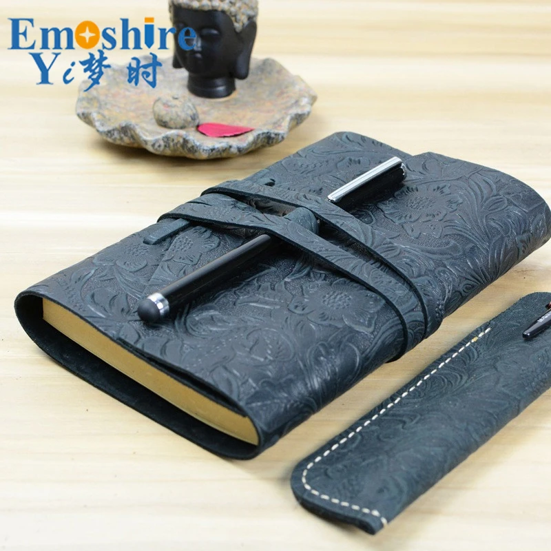 Ноутбук из натуральной кожи с резьбой по дереву N116|leather notepad|notepad customgenuine leather notebook |