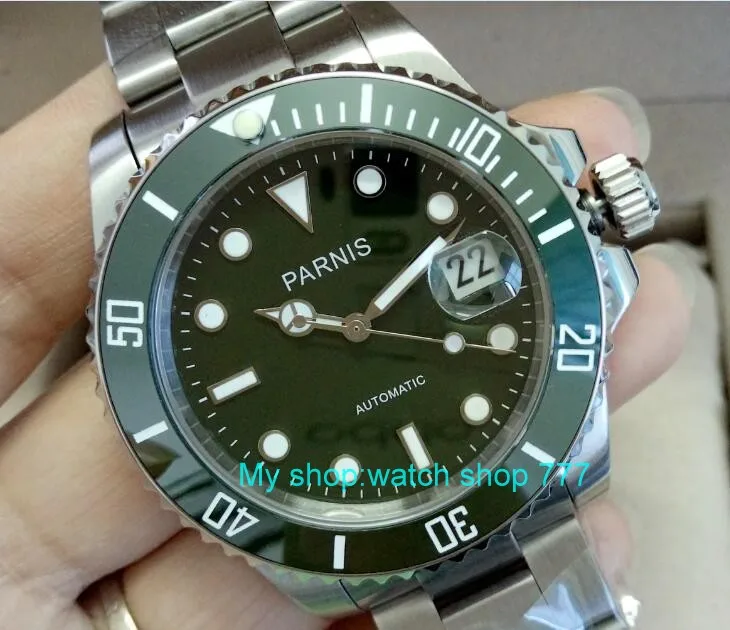 Мужские часы с автоматическим механизмом зеленая вращающаяся Керамическая