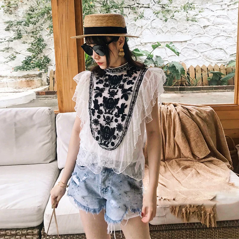 VGH повседневная женская рубашка в горошек с высоким воротником вырезами на