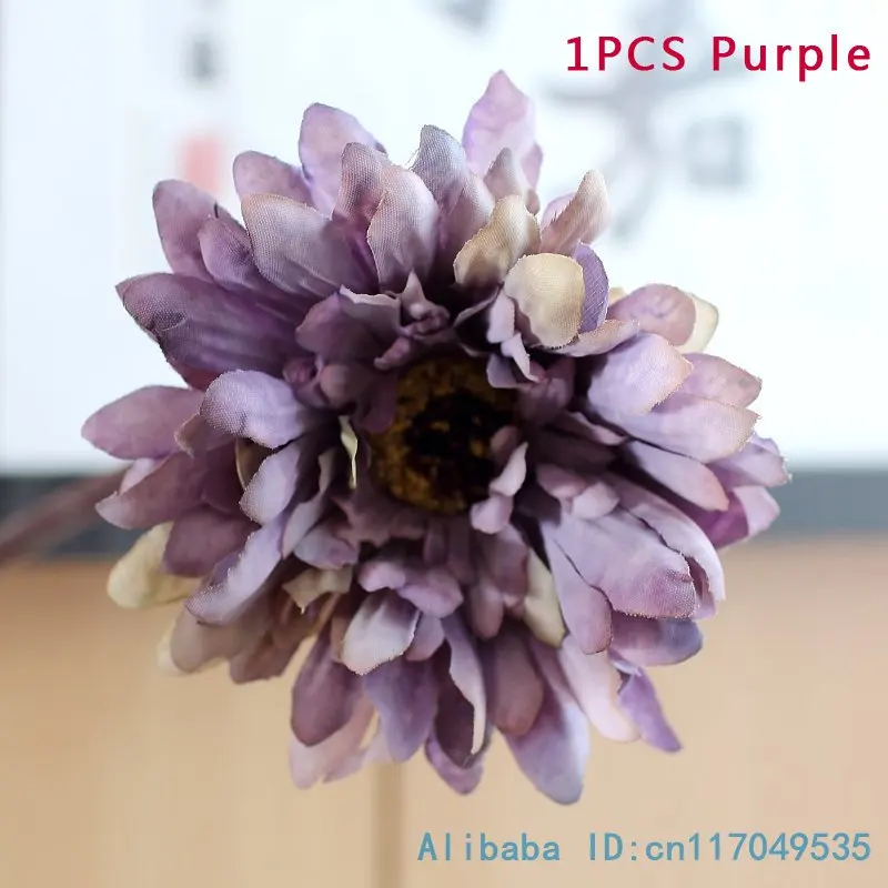 Purple 6 шт. один стебель Шелковый цветок Искусственные африканские ромашки хризантема украшение дома F27 - Цвет: Purple