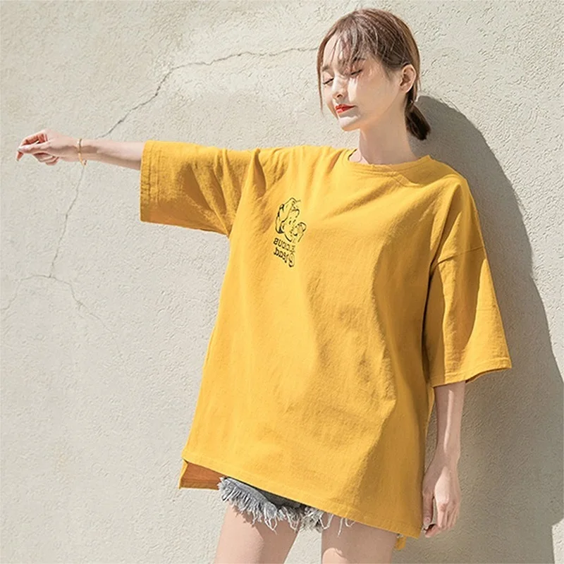 Женские футболки с принтом Kawaii и круглым вырезом, корейский стиль, свободные,, шикарная женская уличная одежда в стиле хип-хоп, Женская Модная студенческая одежда