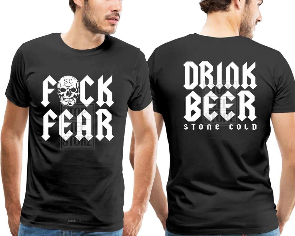 T Shirt Top Crew Neck Novelty Short Sleeve Promotion New Stone Cold Steve Austin F Fear Drink Beer O-Neck Shirts | Мужская одежда