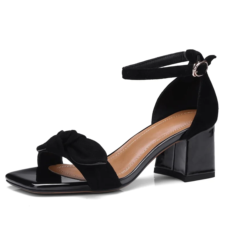 LOVEXSS Sandals female wild Roman style heel shoes sweet bow square package with high-heeled sandals 2018 summer new | Обувь
