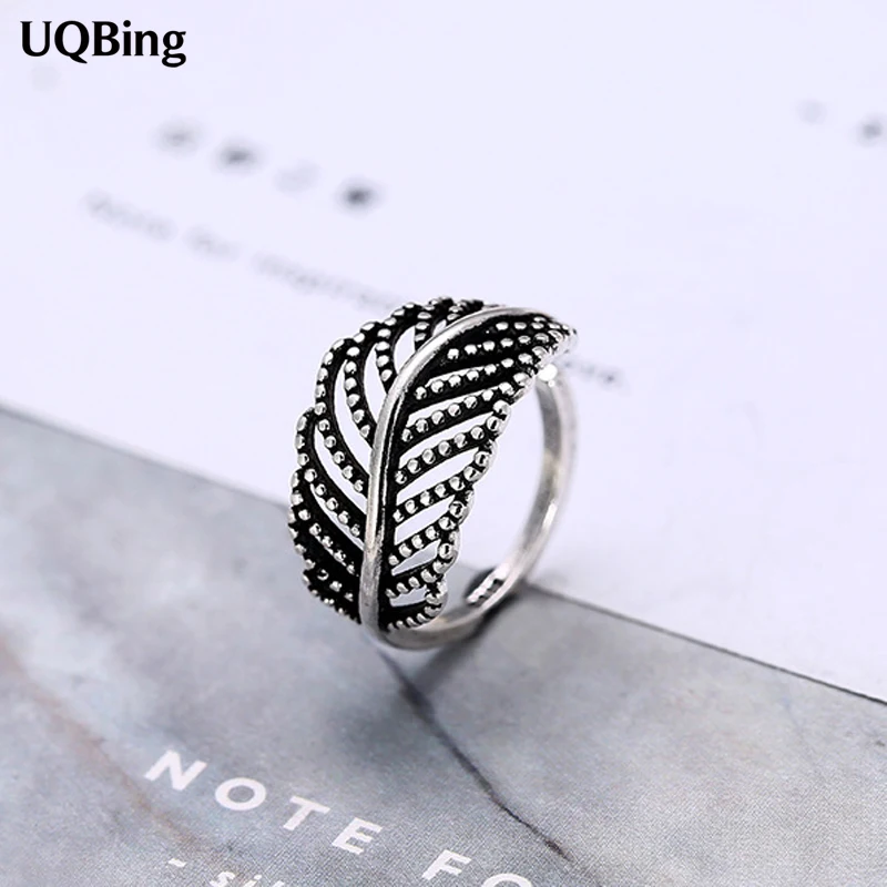 Высокое качество Ретро Листья 925 стерлингового серебра кольца для девушек женщин