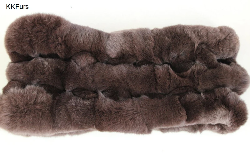 KKFurs Women's Real Rex Rabbit Fur Scarf Top Quality Ladies Fur Scarves Winter Neck Warm Neckerchief S1427
