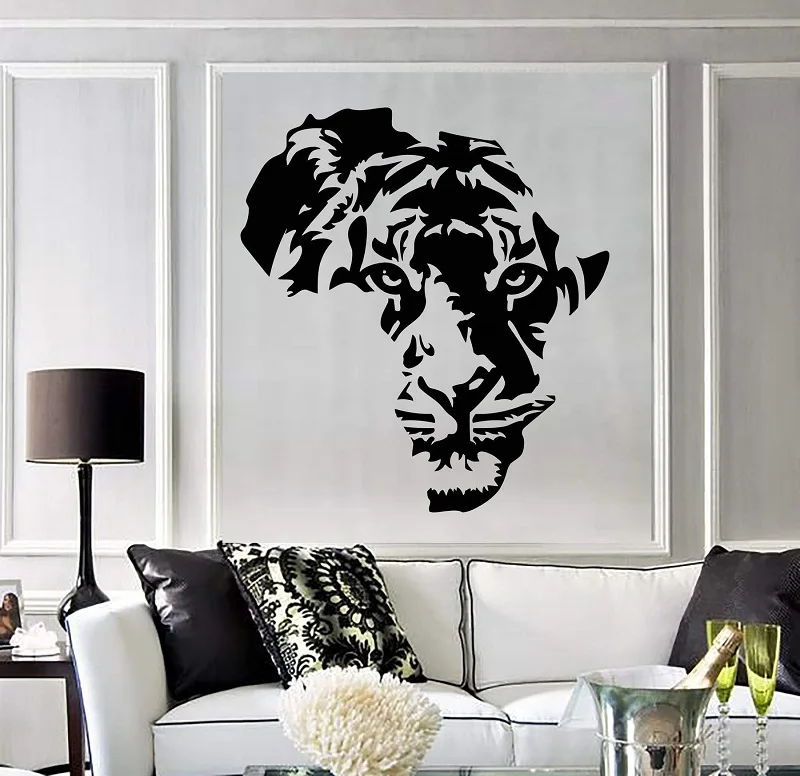 

Vinyl applique tiger animal Africa map furniture living room wall stickers decorative mural map wall stickers DT07