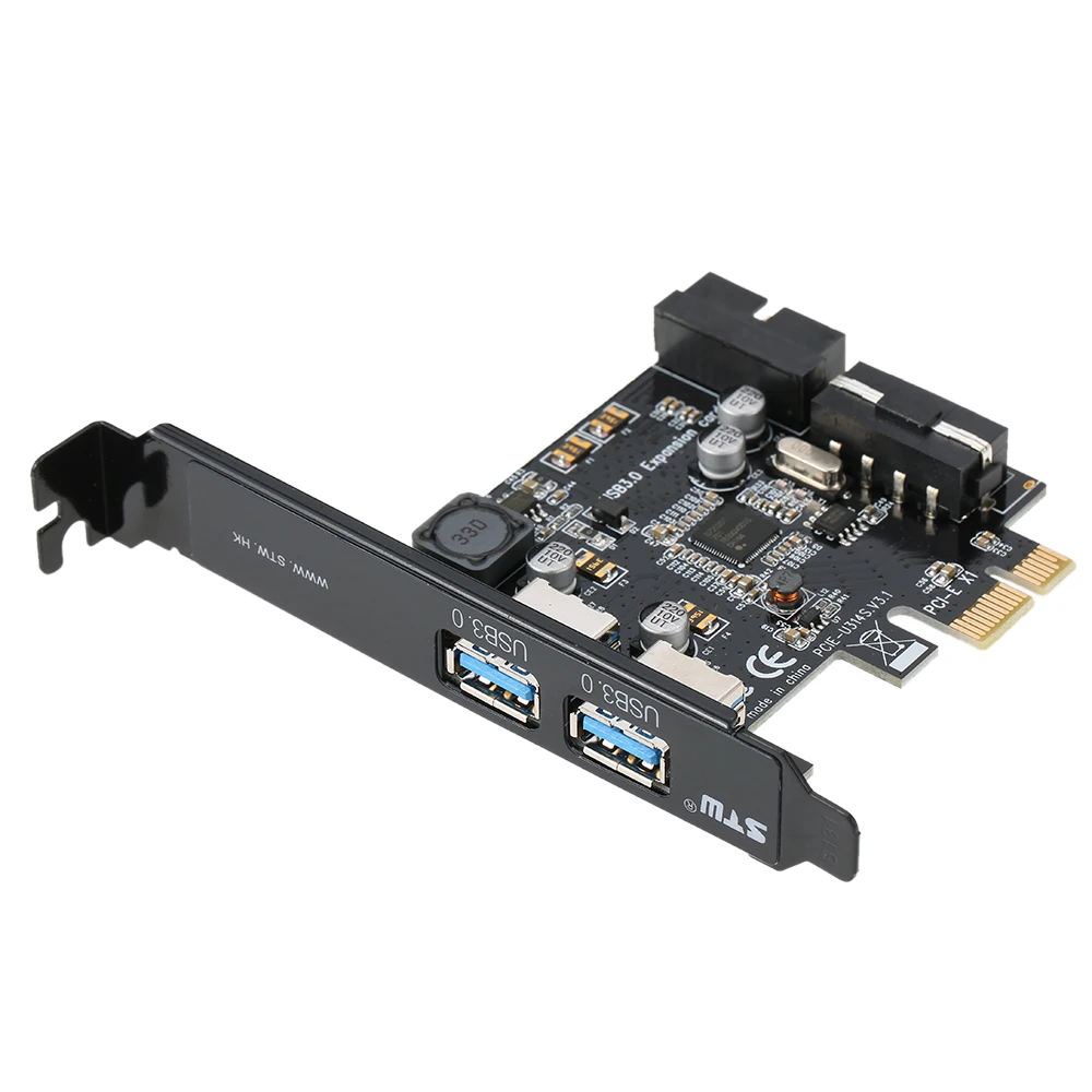 STW PCI-E к USB 3,0 2-Порты и разъёмы PCI Express Mini PCI-E USB 3,0 адаптер концентратора с внутренним USB 3,0 19-контактный разъем