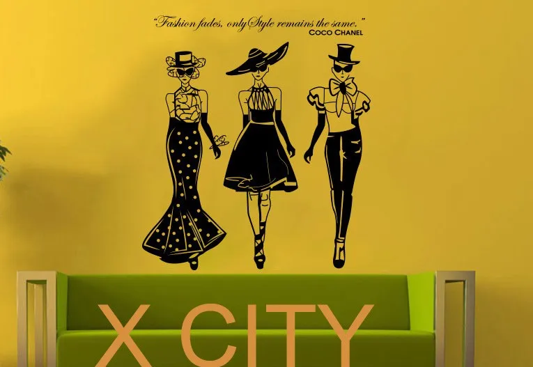 Женская мода шоу Коко Цитата Наклейка на стену виниловая наклейка