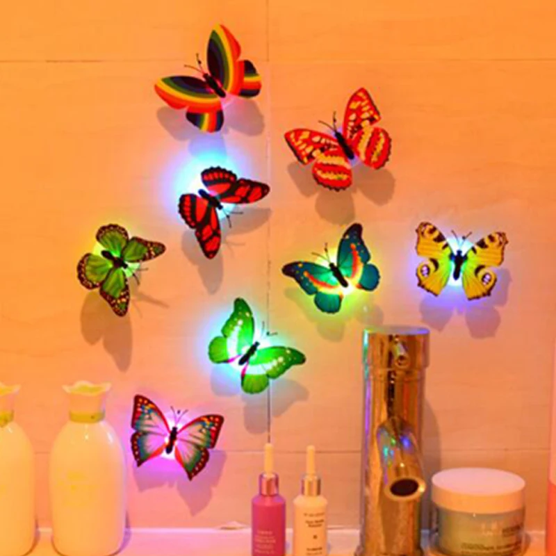 

Color light Butterfly Wall Stickers installation night light Home living kid room Fridage bedroom wedding party decor led toy