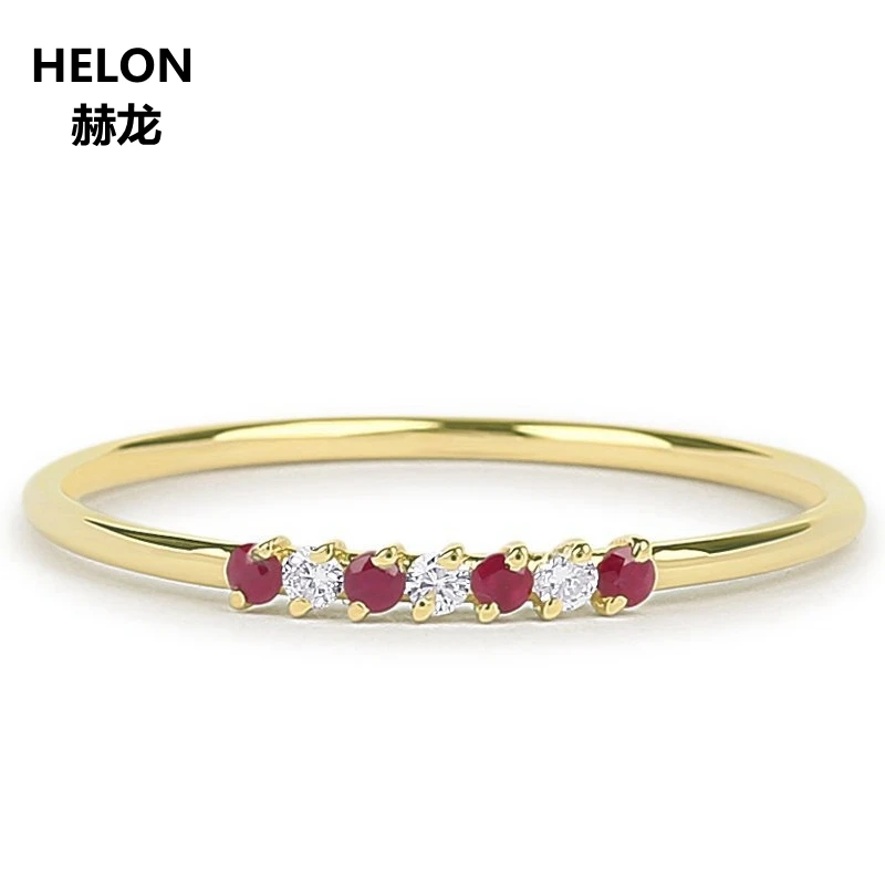 

Genuine Ruby Diamond Wedding Band Solid 14k Yellow Gold Stackable Engagement Women Ring Ruby July Birthstone Rose White Gold