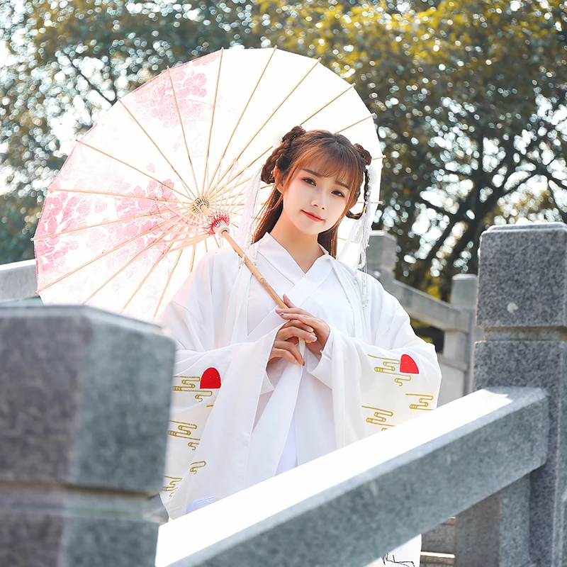 Красное женское платье в старинном стиле Hanfu для взрослых белое китайское с
