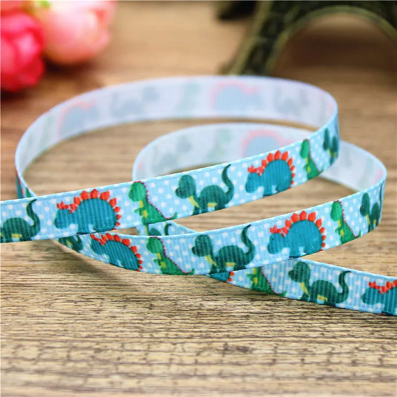 DHK 3/8 ''Бесплатная доставка динозавр Геометрические Животные печатных grosgrain