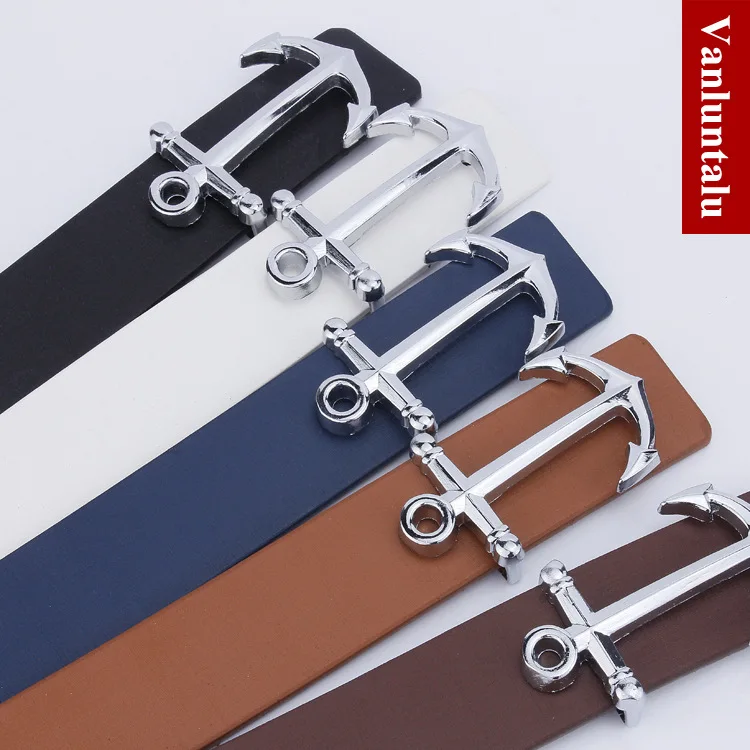 Taobao Новые повседневные wo Для мужчин с поясом гладкой якорь пряжка на ремешке