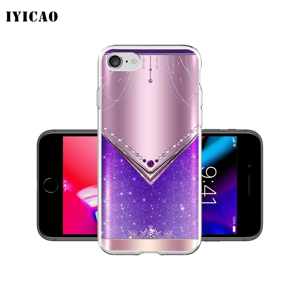Мягкий силиконовый чехол IYICAO для iPhone X XR XS MAX 6 6s 7 8 Plus 5 SE из ТПУ со стразами и