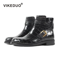 2020 vikeduo classics crocodile retro mens boots custom handmade winter fashion luxury office genuine leather original design