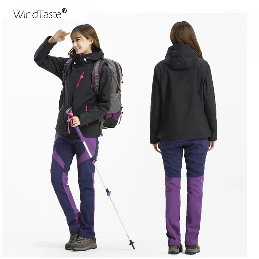 WindTaste женская зимняя флисовая куртка из 2 предметов для походов на открытом