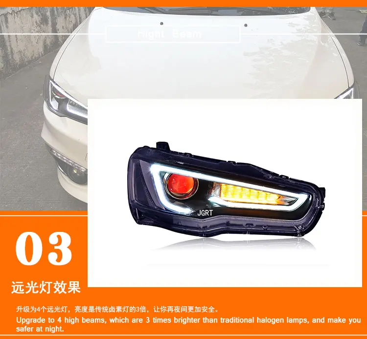 2 шт. светодиодный фары для Mitsubishi Lancer-ex 09-16 Автомобильный светодиодный фонарь двойной ксеноновый Объектив Автомобильные аксессуары дневные ходовые огни