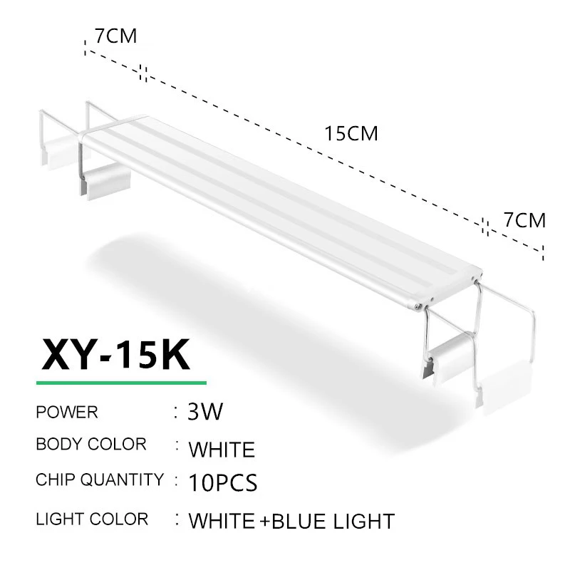 XY-15N WhitexBlue Аквариумный светодиодный светильник 15-57 см, высококачественный светильник для аквариума с выдвижными кронштейнами, белый и синий светодиодный s подходит для аквариума - Цвет: XY-15N WhitexBlue