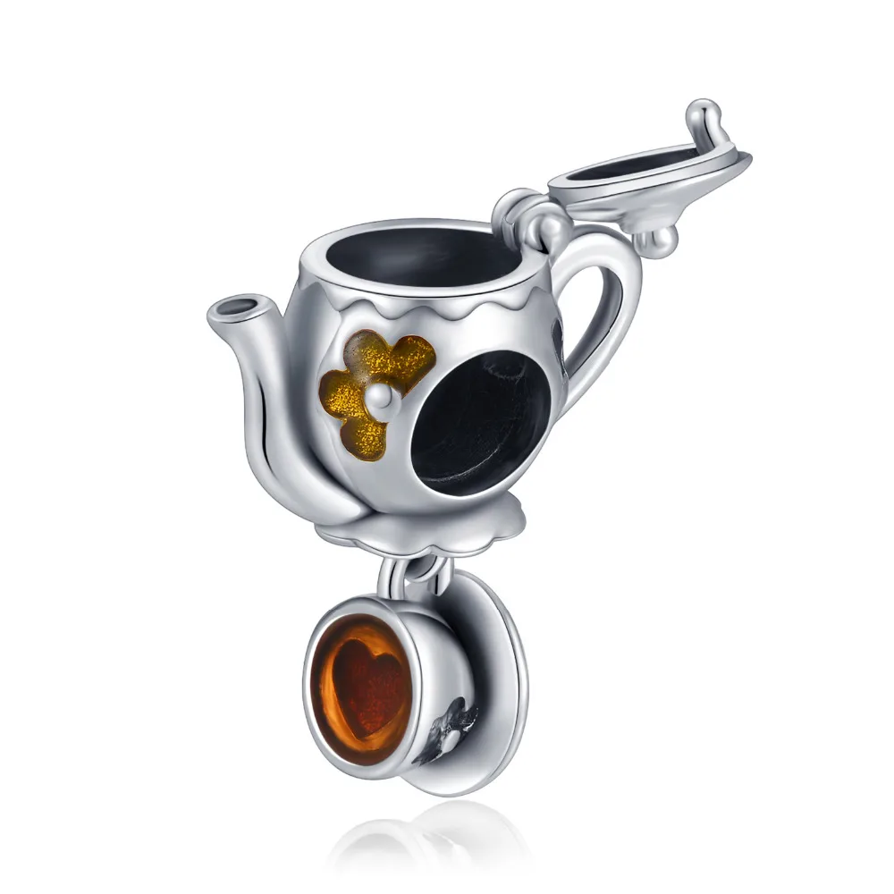 JewelryPalace, 925 пробы, серебро, эмаль, чай, кофе, бусины «чашка», амулеты, серебро 925,, подходит для браслета, серебро 925, оригинальные ювелирные изделия
