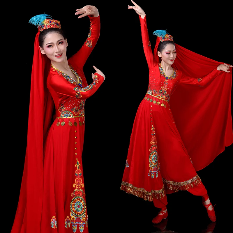 

Muslim dance dress for Indian dance Xinjiang Dance Costume Female Uygur Performance Costume Chinese folk dance Stage Costume