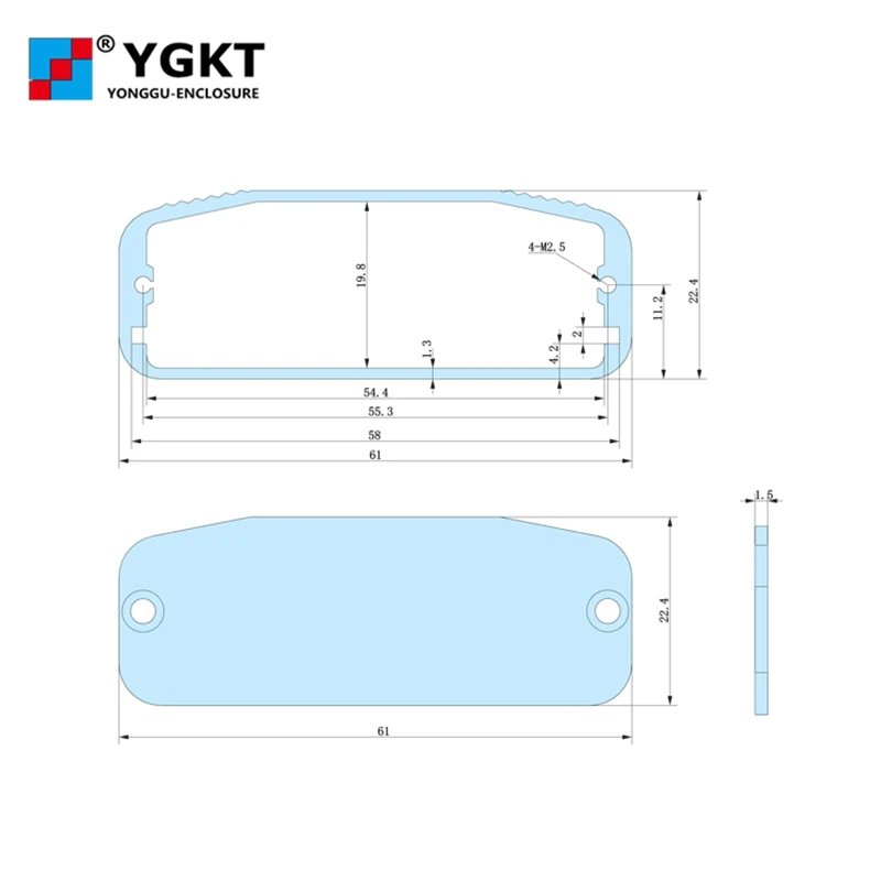 Алюминиевая коробка 61*22 4*80/2.4 ''* 0 88'' * 3 15 ''мм (wxhxl) алюминиевый