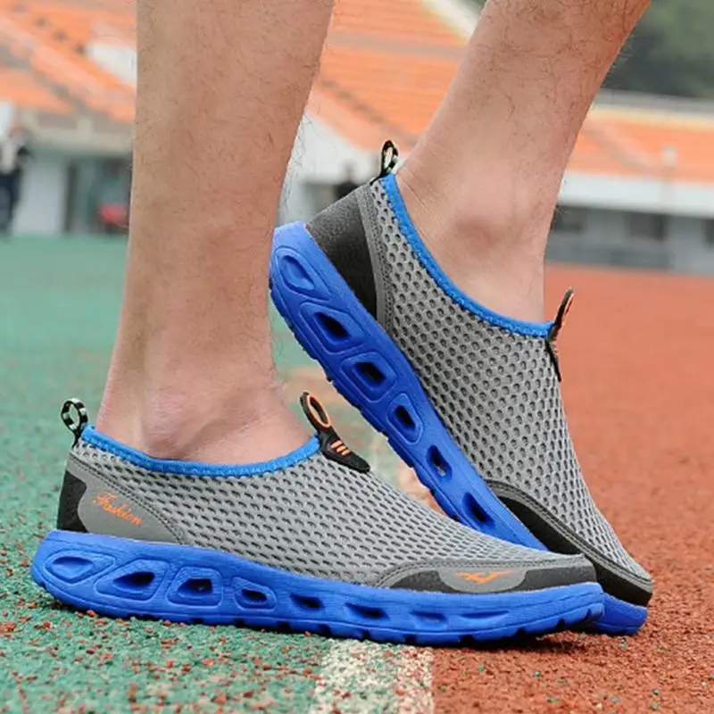 Men Mesh Breathable Slip On Shoes Lightweight Absorb Shock Walking Outdoor Flats Sneakers Summer Casual | Обувь